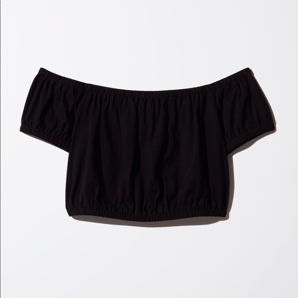 Aritzia Adelisa Off Shoulder Crop Top in Black
